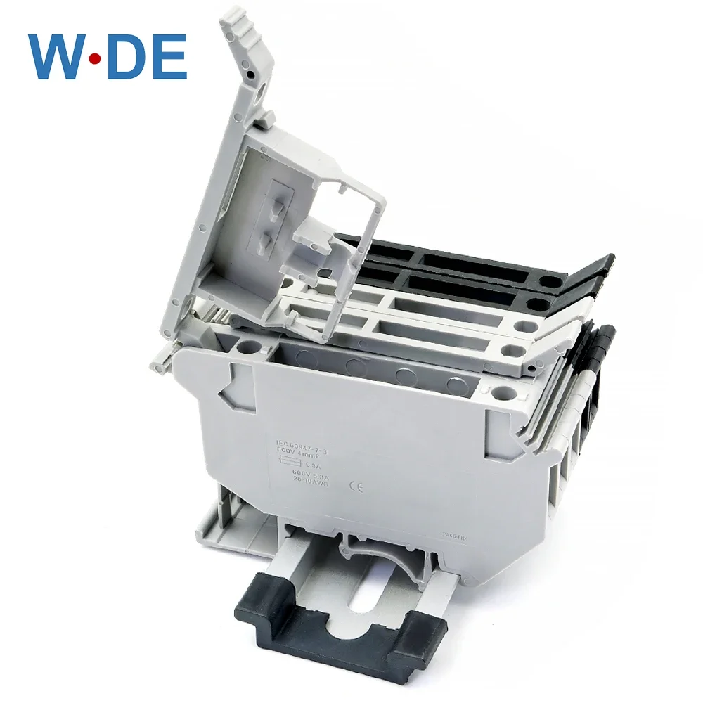 Din Trilho Parafuso Fusível Terminal Block Titular Condutor sem Fusível e Luz Led Cinza Preto Uk5-hesi 50 Pcs