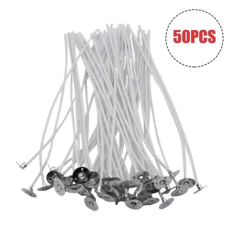 50pcs Smokeless Candle Wicks Soy Wax Core Woven Cotton Core Kerosene Lamp Wax Line Wood Accessories candles making
