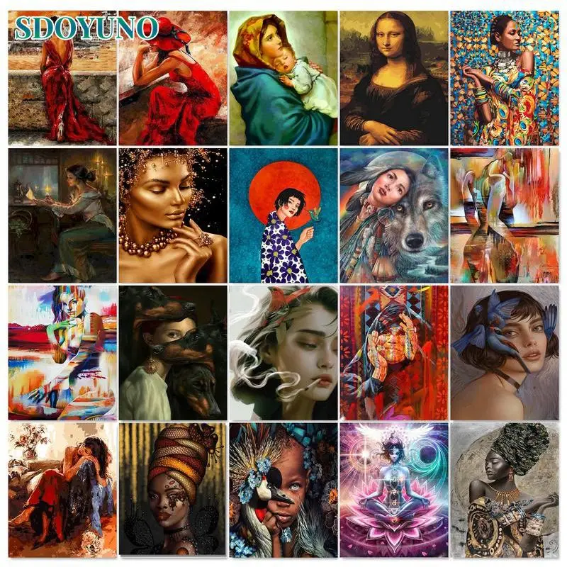 

SDOYUNO Modern Painting By Number Kits For Adults DIY Handpainted On Canvas Drawing Figure Numbers Painting Home Decor