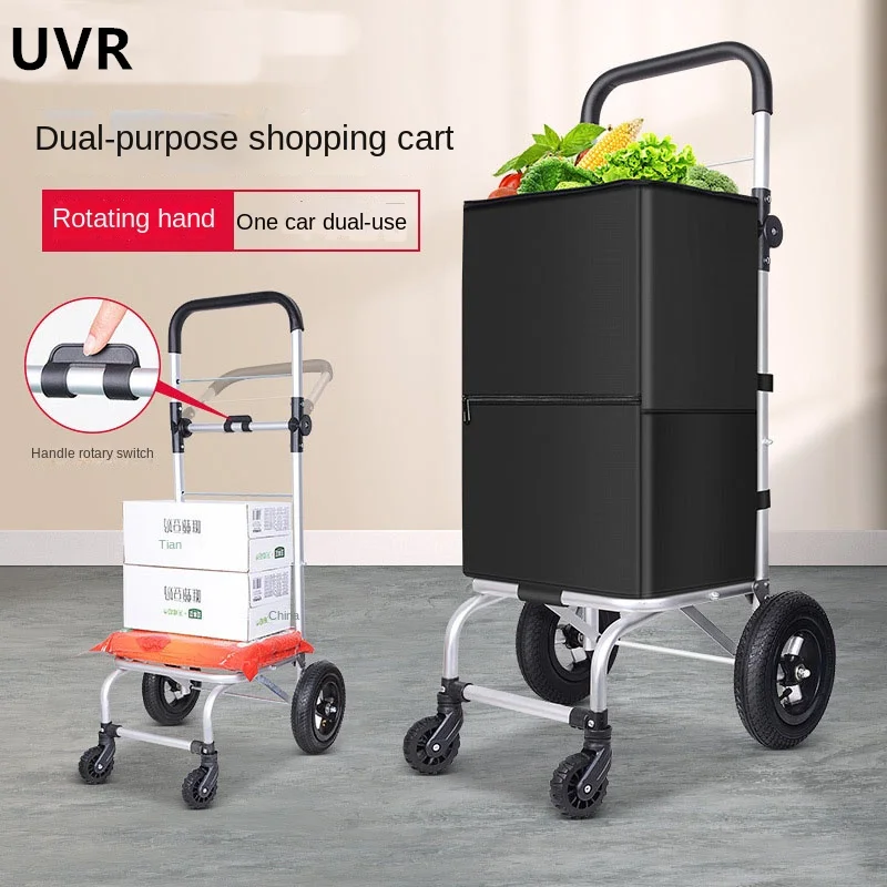 

UVR Outdoor Household Grocery Cart Portable Shopping Cart Universal Wheeled Trailer Handcart Oxford Cloth Storage Bag Small Cart