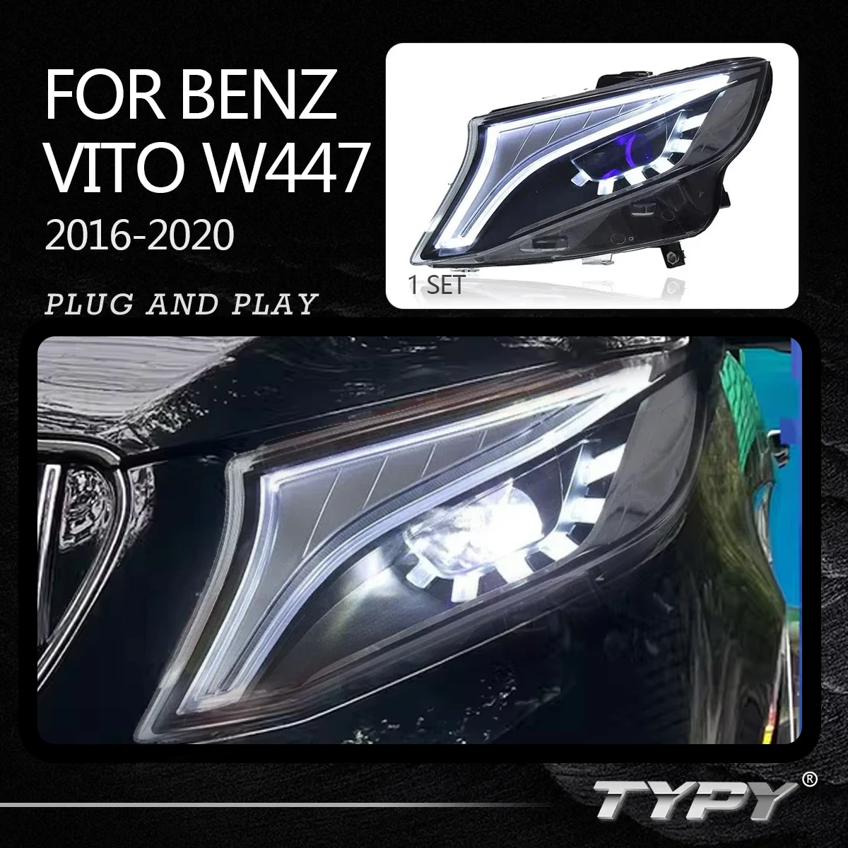 

Car Head Lamp Head Light Modified LED Headlamp LED Headlights DRL Daytime Running Lights For Mercedes-Benz Vito W447 2016-2020