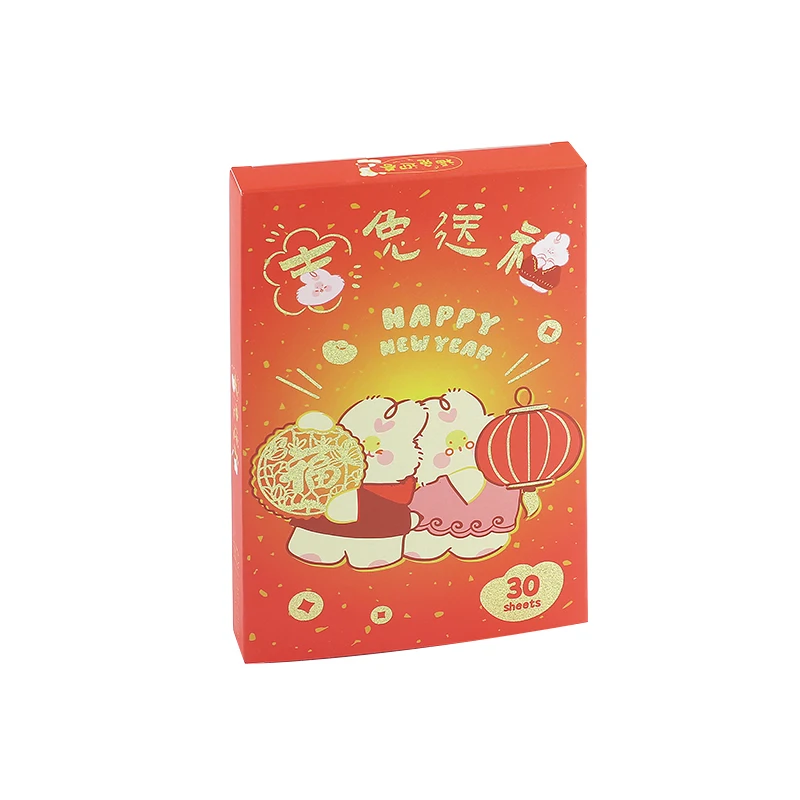 행운의 토끼 시리즈 엽서, 중국 십이지 토끼, DIY 인사 카드, 메시지 카드, 크리스마스 및 새해 선물, 30 개/세트