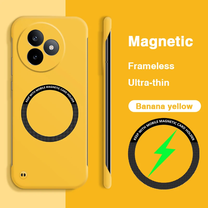 Frameless Magnetic Armor Phone Case - Hard PC, Thin Candy Back Cover, High Quality