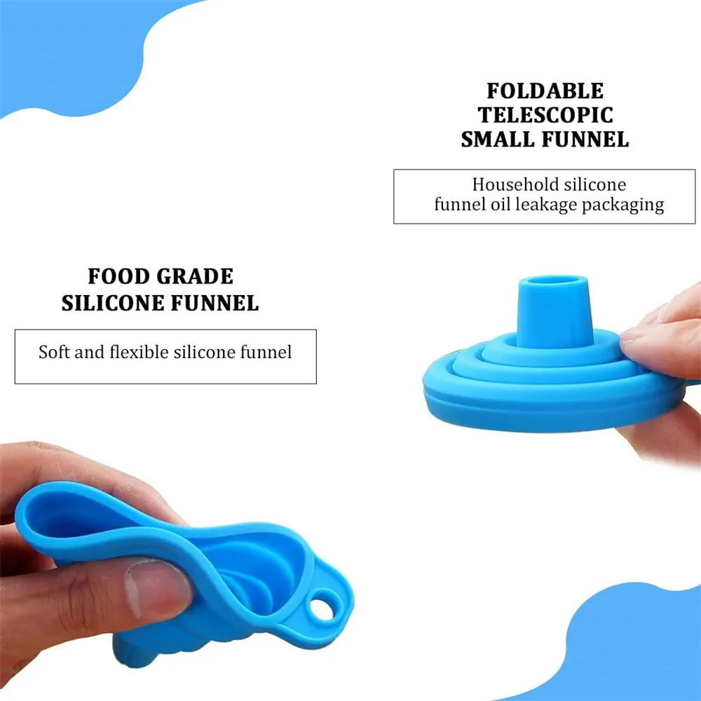 Collapsible Kitchen Funnel 1 PC Silicone Funnel Small and Large for Food Liquid Transfer Plastic Filter Funnel