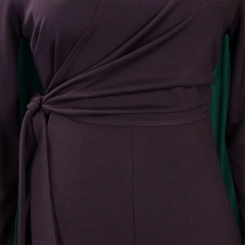 Elegant Jumpsuits & Rompers for Women Round Neck Full Sleeve Sashes Solid High Quality Luxury Female Birthday Party Dinner Cloth