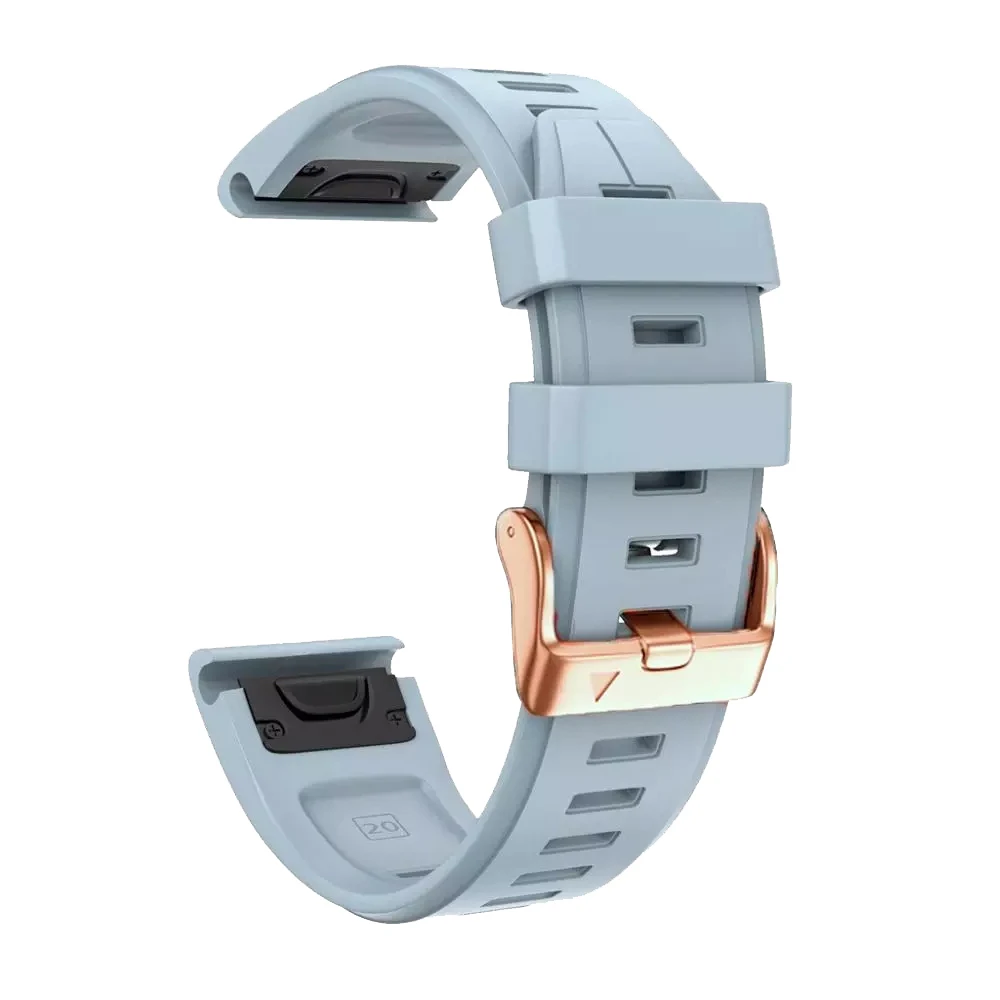 Elegant 20mm Silicone Watch Band with Rose Gold Buckle - Quickfit Wristband Strap