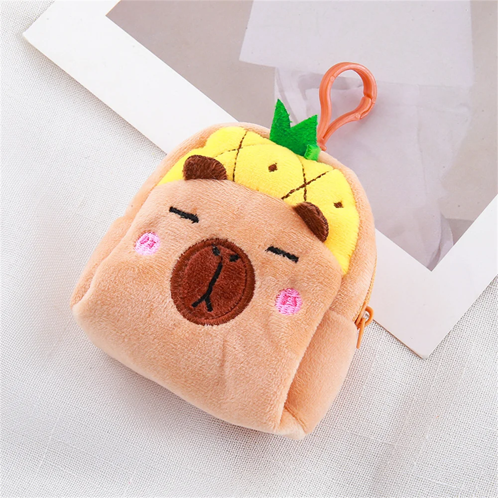 Cute Capybara Plush Wallet Cartoon Animal Coin Purse Portable Money Changer Pouch Earphone Storage Bag Birthday Gifts