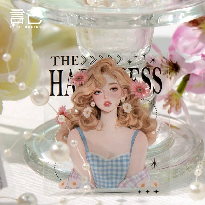 1롤 프리즈 썸머 시리즈 와시 테이프 소녀 그림 테마 장면 베이스 콜라주 장식 테이프