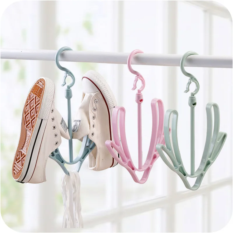 Multifunctional Shoes Drying Hanger Drying Rack Windproof Rotatable Balcony Scarf Necktie Shoe Hanging for Home Storage Organize