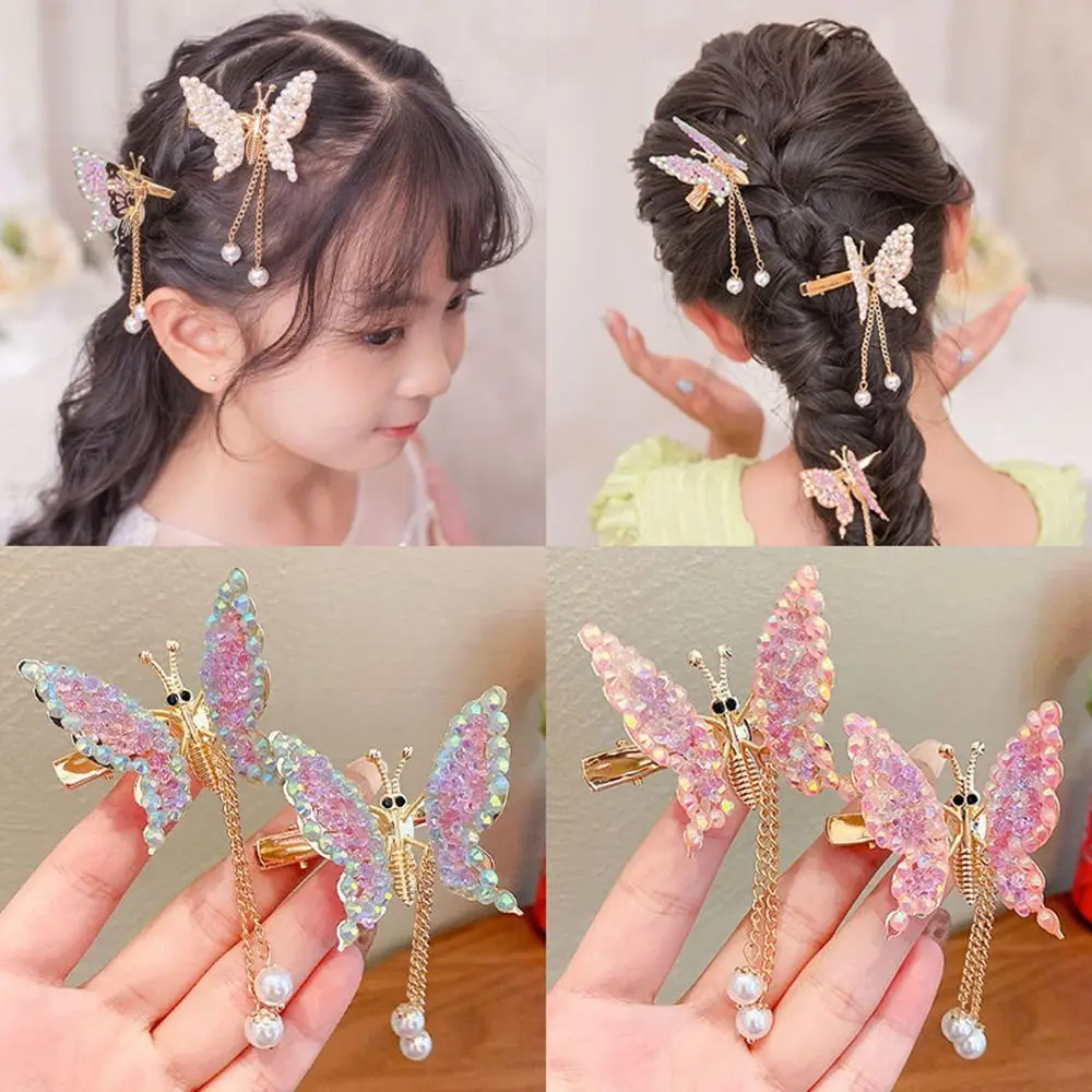 Elegant Tassel Butterfly Hair Clip with Shiny Barrette Embellishment
