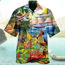  2023 Summer Loose Breathable 3d Print Trendy Cool Fashion Hawaiian Shirts Beach Party Tops Short Sleeves Summer Men's Shirts 6XL 