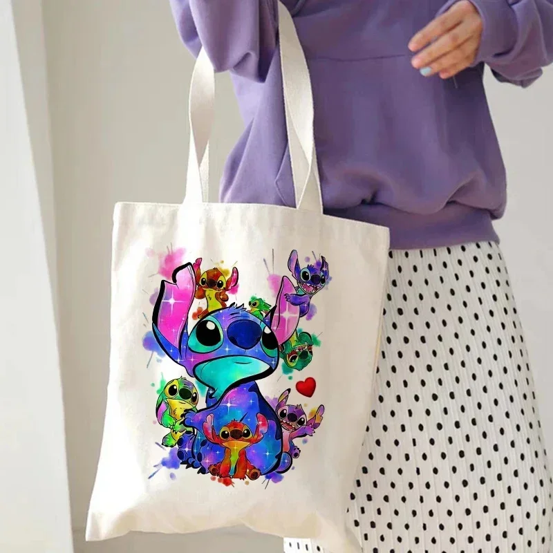 MINISO Stitch Tote Bags for Women Shopping Bag with Handbag Large-capacity Shopper Bag Casual Lady Students Tote Bag for Girls 4