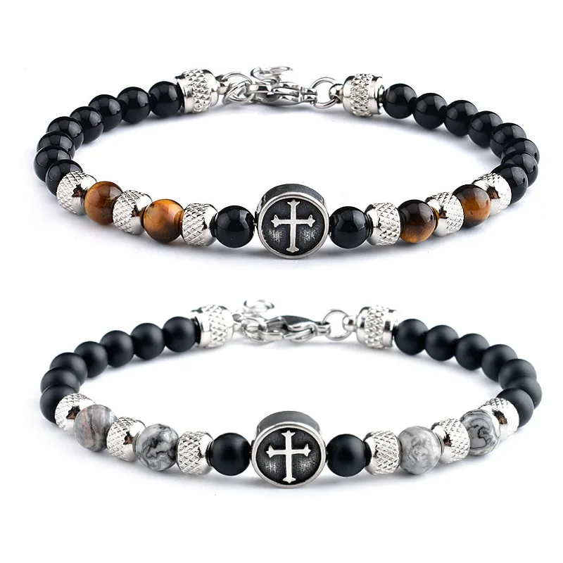 Stainless Steel Tiger Eye Stone Men Bracelet