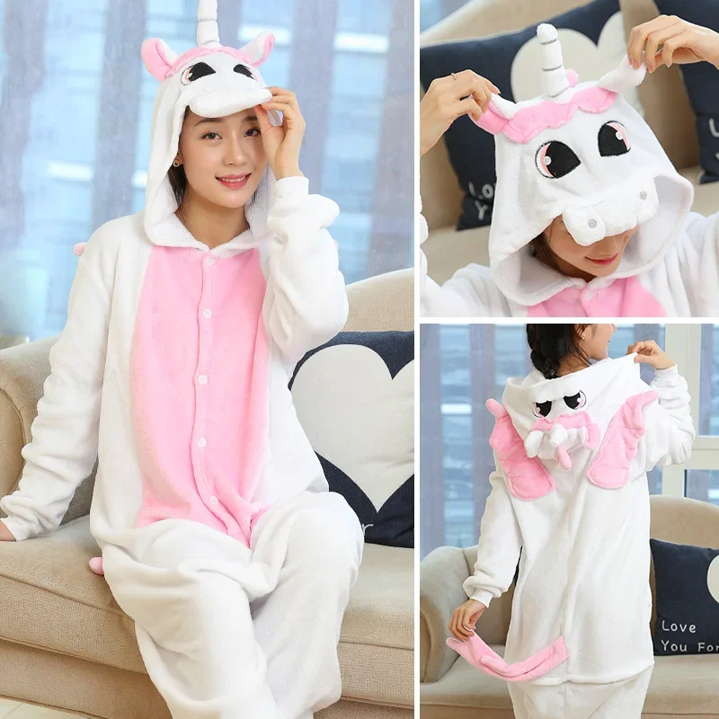 One Piece Hooded Jumpsuits for Adult Baby Girl Clothes Children Panda Pajamas Winter Animal Onesies Cartoon Sleepwear Pyjamas