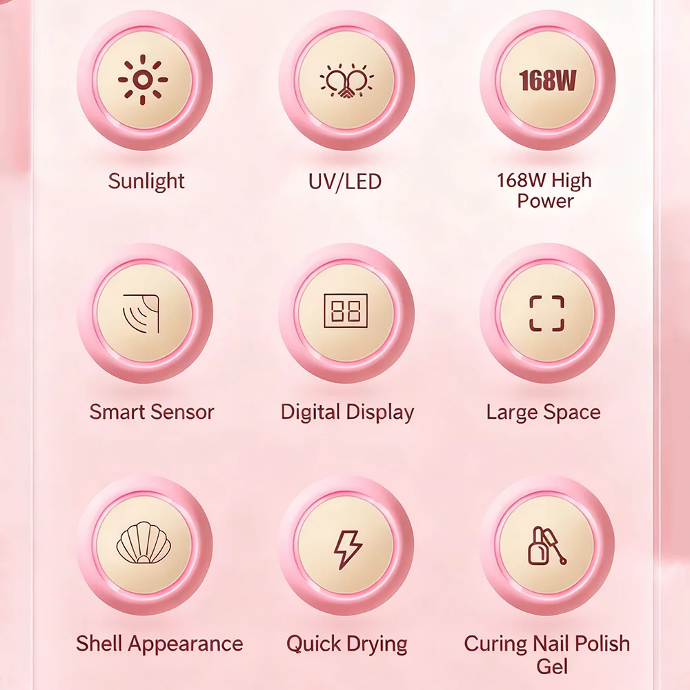 168W UV LED Nail Lamp with 36High Brightness LED Beads Black Light Free Design Nail Polish Drying Professional Salon Equipment