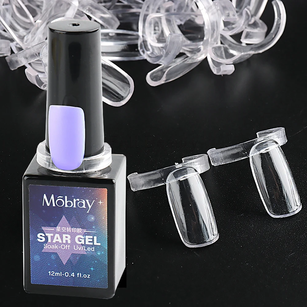 50Pcs Trasparente False Nail Display Swatches Clip Gel Polish Practice Tool Ring Holder Design Manicure Training Tools Nljk01-02