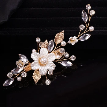 Wedding Hair Comb Pearls Flower Hair Side Comb Bridal Rhinestone Hair Clips Hairpieces Wedding Hair Accessories for Brides