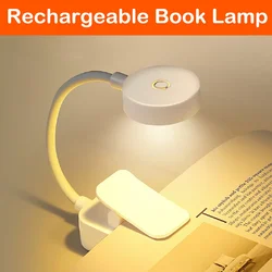 Compact USB Rechargeable LED Book Light - Stepless Dimmable, Eye - Friendly, Flexible Design (WHITE)