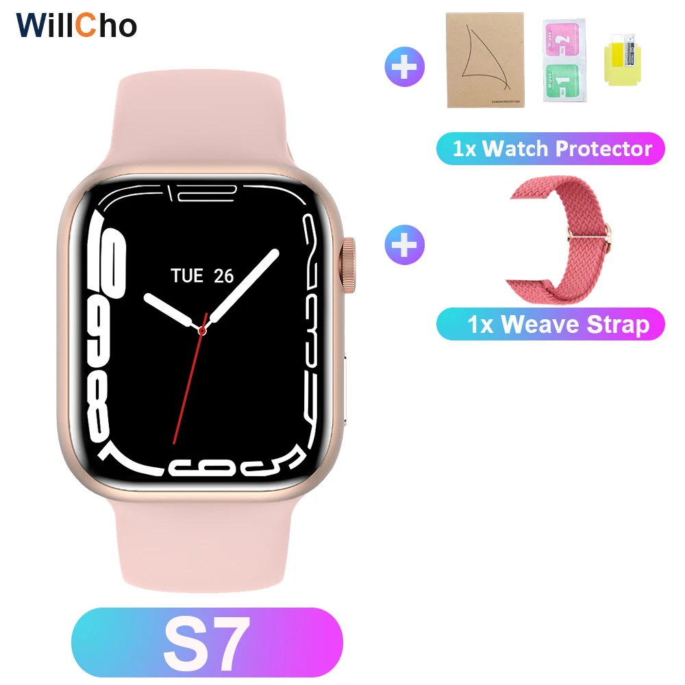 2022 S7 Smart Watch Iwo 14 Pro Nfc Voice Assistant Bluetooth Dial Answer Call Watch for Men Smart Watch Women Series 7 Pk W37Pro 
