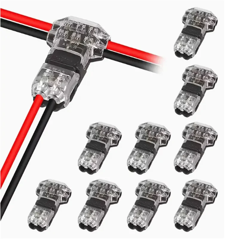 5/10/20/30/50PCS Quick Terminal การเชื่อมต่อสายไฟ Snap In T2 Connector No-solder No-peel ช่างไม้ปลั๊กอัตโนมัติไฟฟ้า Acces 1