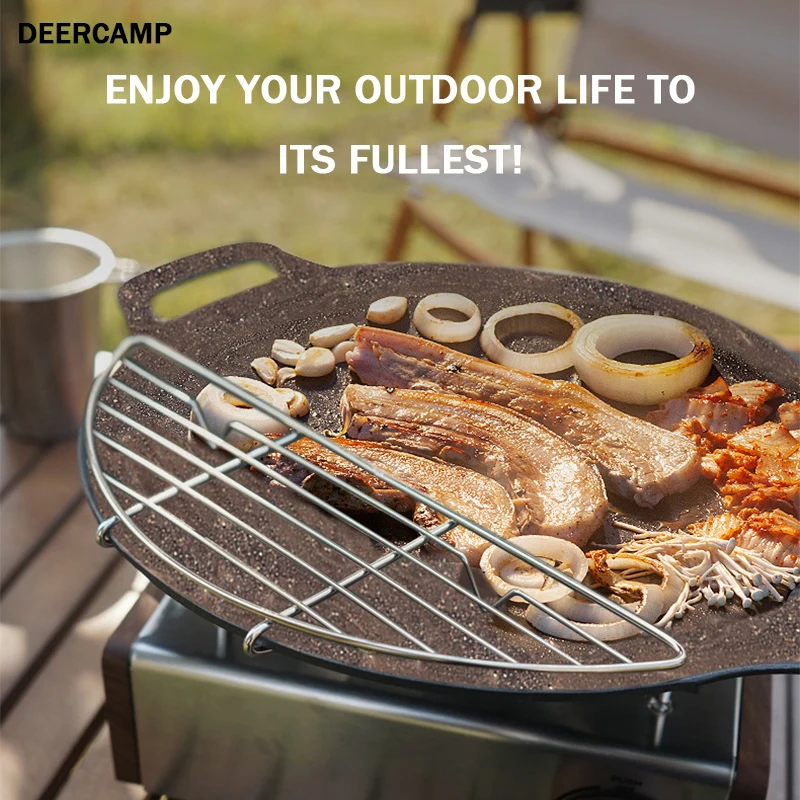 

Deercamp Outdoor Camping Cookware Griddle Grill Stand 304 Stainless Steels Camping Kitchen Equipment Barbecue Skillet BBQ Grill