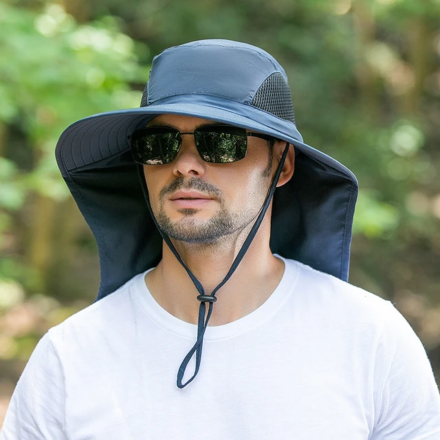 Men UV Protection Sun Hats Breathable Wide Brim Fisherman Caps