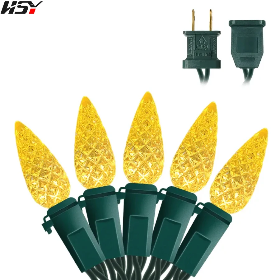 

4PCS 10M LED Outdoor Lights String C6 DC3-4.5V AC110-230V 10m Waterproof Strawberry Light