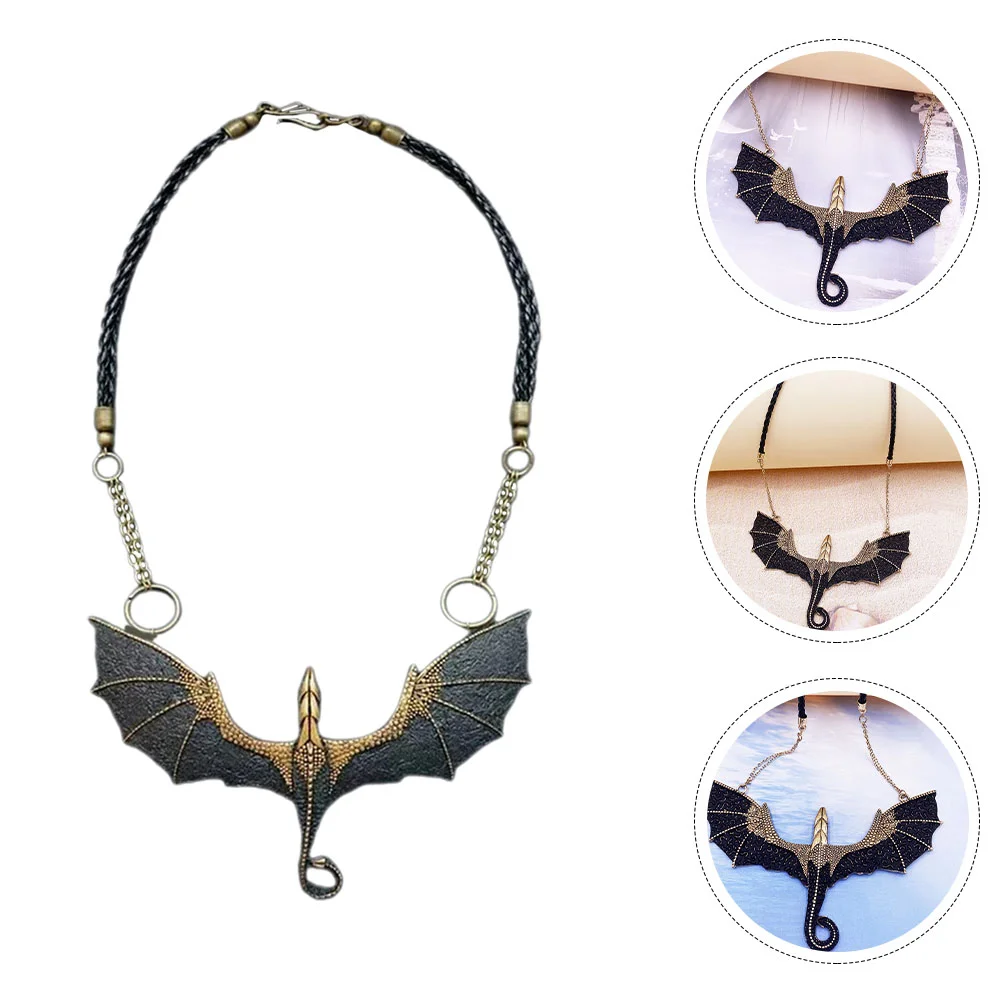 Amulet Fashionable Rock Pterosaur Ancient Gold Alloy Pendant Miss Necklaces Decorative Dragon For Women Chain Gothic