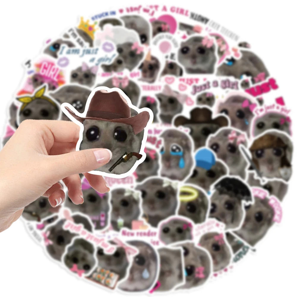 56/112PCS Traurige Hamster Meme Nette Maus Aufkleber Ästhetische Kawaii Aufkleber Niedlichen Cartoon Laptop Gepäck Fahrrad Tagebuch Aufkleber – Detail 9