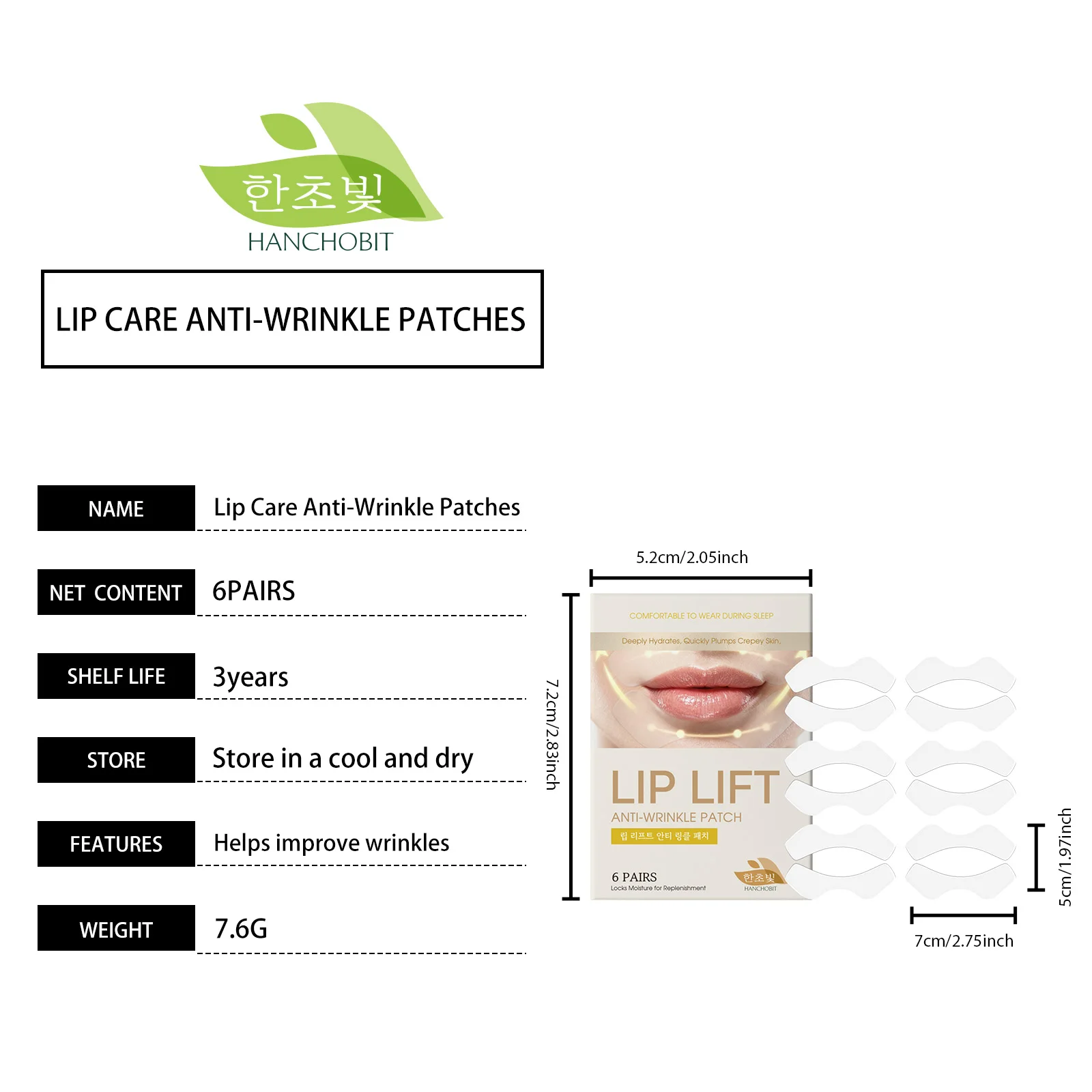 Lip Care Patch - For Daily Nourishment, Moisturizes & Soothes Lip Area, Reduces Lip Lines, Ideal for Lip Care