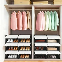 JHK 6-Tier Plastic Stackable Shoe Storage Cabinet with Door Multilayer Shoe Shelves Organize for Space Saving Cabinet Home 3