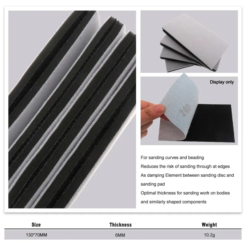 70X130mm 직사각형 소프트 스폰지 인터페이스 패드 샌더 백킹 패드 용 댐핑 패드 연마 도구 액세서리-후크 및 루프