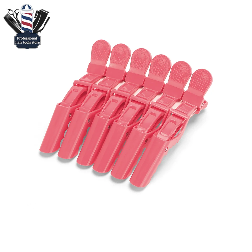 6PCS Pink Alligator Clip Beauty Hairdressing Clamp Shape Multifunctional  Plastic Hair Claw Styling Hair Clips Hair Accessories