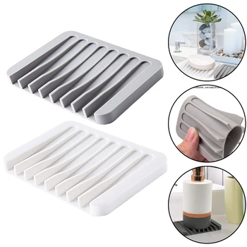 1/2 Pcs High Quality Silicone Self Draining Soap Dishes Innovative Soap Holder Saver Silicone Soap Holder Anti Slip Pad 1