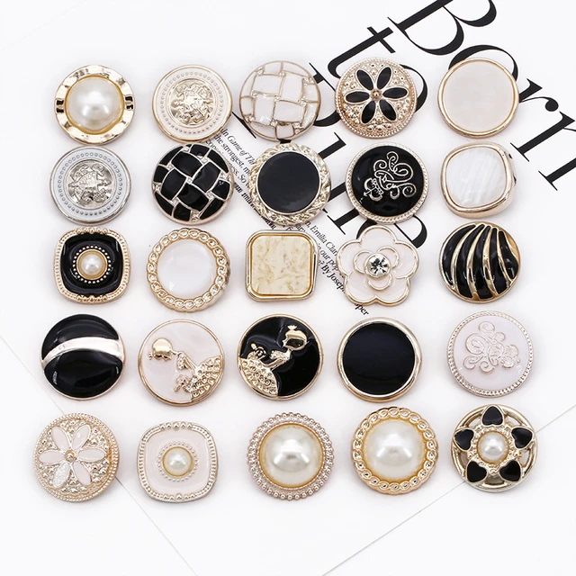 10pcs 18-25mm Gold Metal Pearl Buttons for Clothing Accessories Women Coat  Sweater Cardigan Decorative Luxury DIY Sewing Button - AliExpress