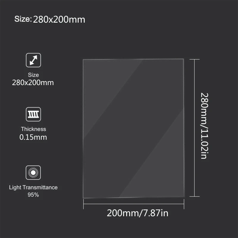 화성/HALOT-ONE LCD SLA DLP 3D 프린터용 5PCS FEP 필름 이형 필름, 200x280x0.15mm