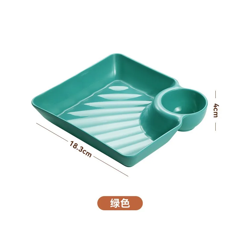 New 2/1Pc Square Dumpling Plate with Vinegar Space Snack Platter Creative Separated Divided Tray Tableware Christmas Tableware