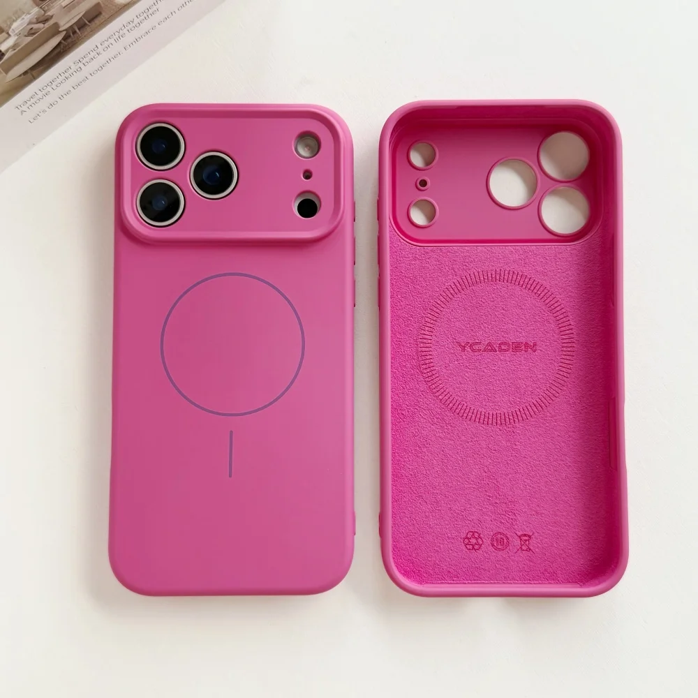 Soft Liquid Silicone Magnetic Phone Case with Shockproof Lens Protection and Magsafe Compatibility