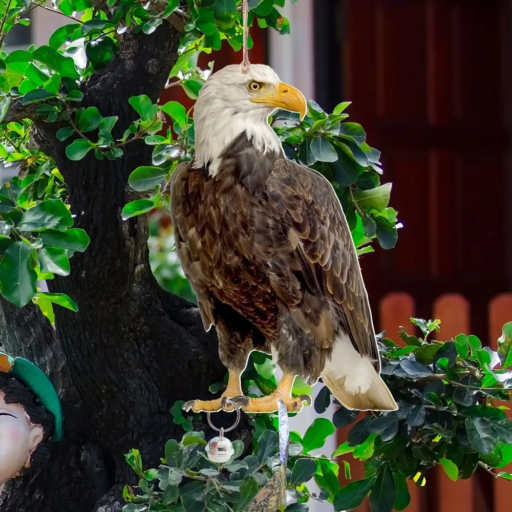 Waterproof Bird Repel Owl Scarecrow Bird Repel Devices Rectangle Hanging Fake Scare Device With Bells Repeller Patio bird repellent device
