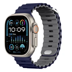 Ocean - Inspired Silicone Watch Strap - Premium Design for Serise 11 10 46mm (Midnight blue grey)