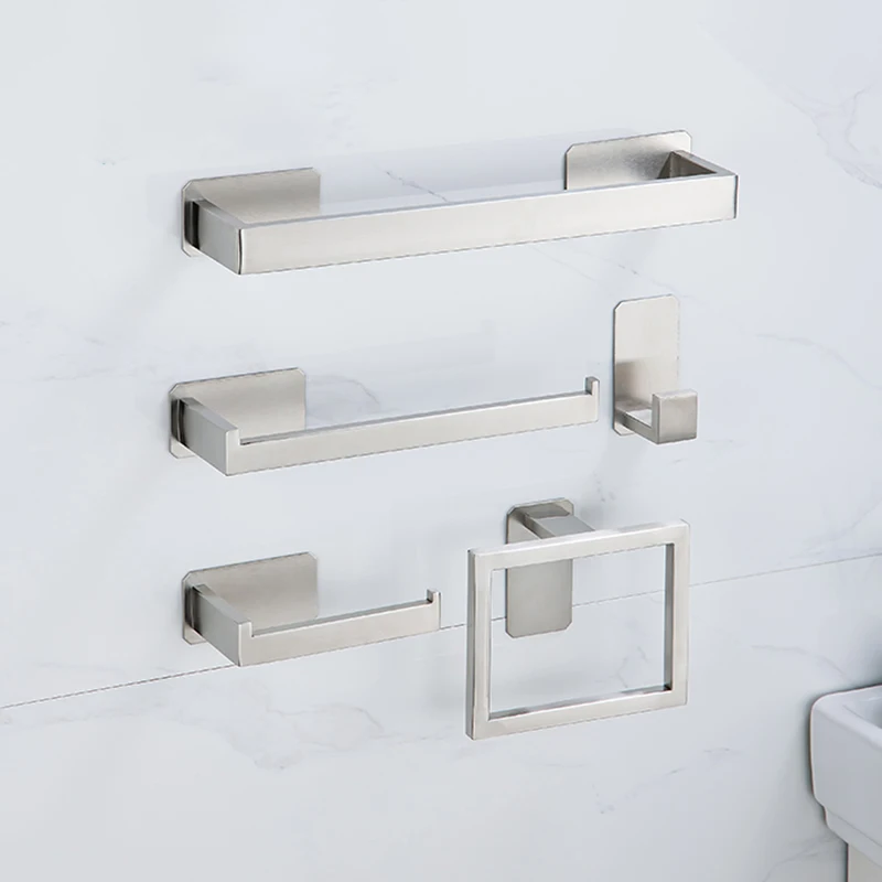 Description Picture 4 of itemNo Drilling Bathroom Towel Ring Stainless Steel Self-adhesive Towel Rack Holder Towel Organizer Bathroom Organizer Shelf