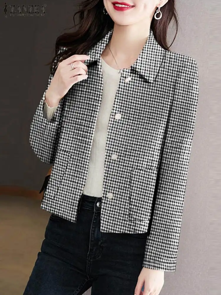 

Куртка ZANZEA Женская в Корейском стиле с длинным рукавом и отложным воротником