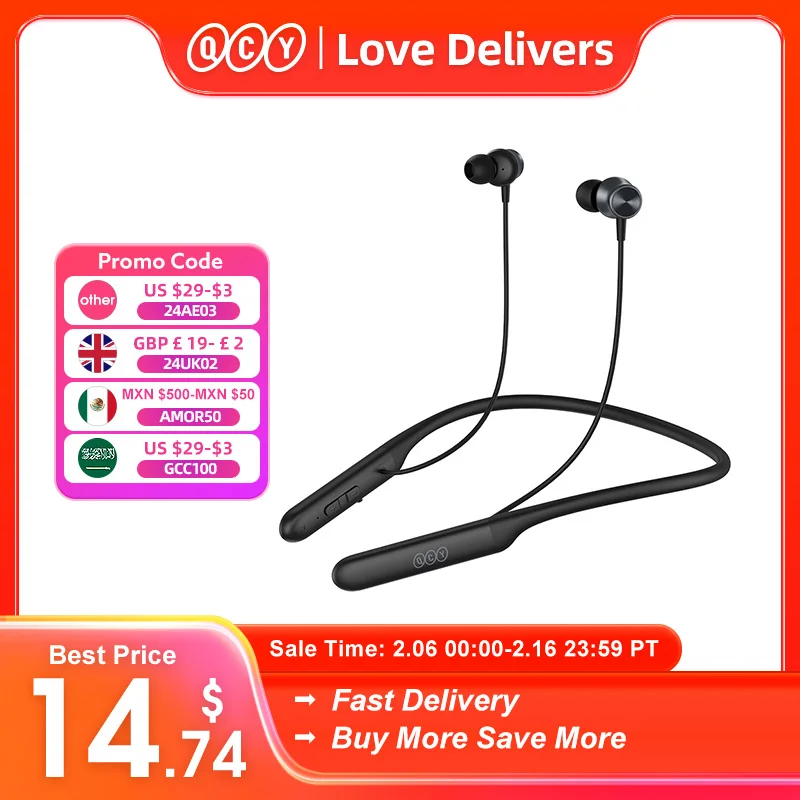 [$29-$3 Promo Code:24Ae03]Qcy C1 C2 Cuffie Wireless Bluetooth 5.2 Auricolari Magnetici Sportivi Con Archetto Da Collo 50H Cuffie Lunghe In Standby Aur
