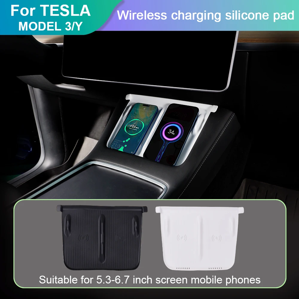 For Tesla Silicone Anti-Skid Protector Pad Central Control Wireless Charging Anti-slip Mat Phone Holder Pad Cover For Model 3 Y