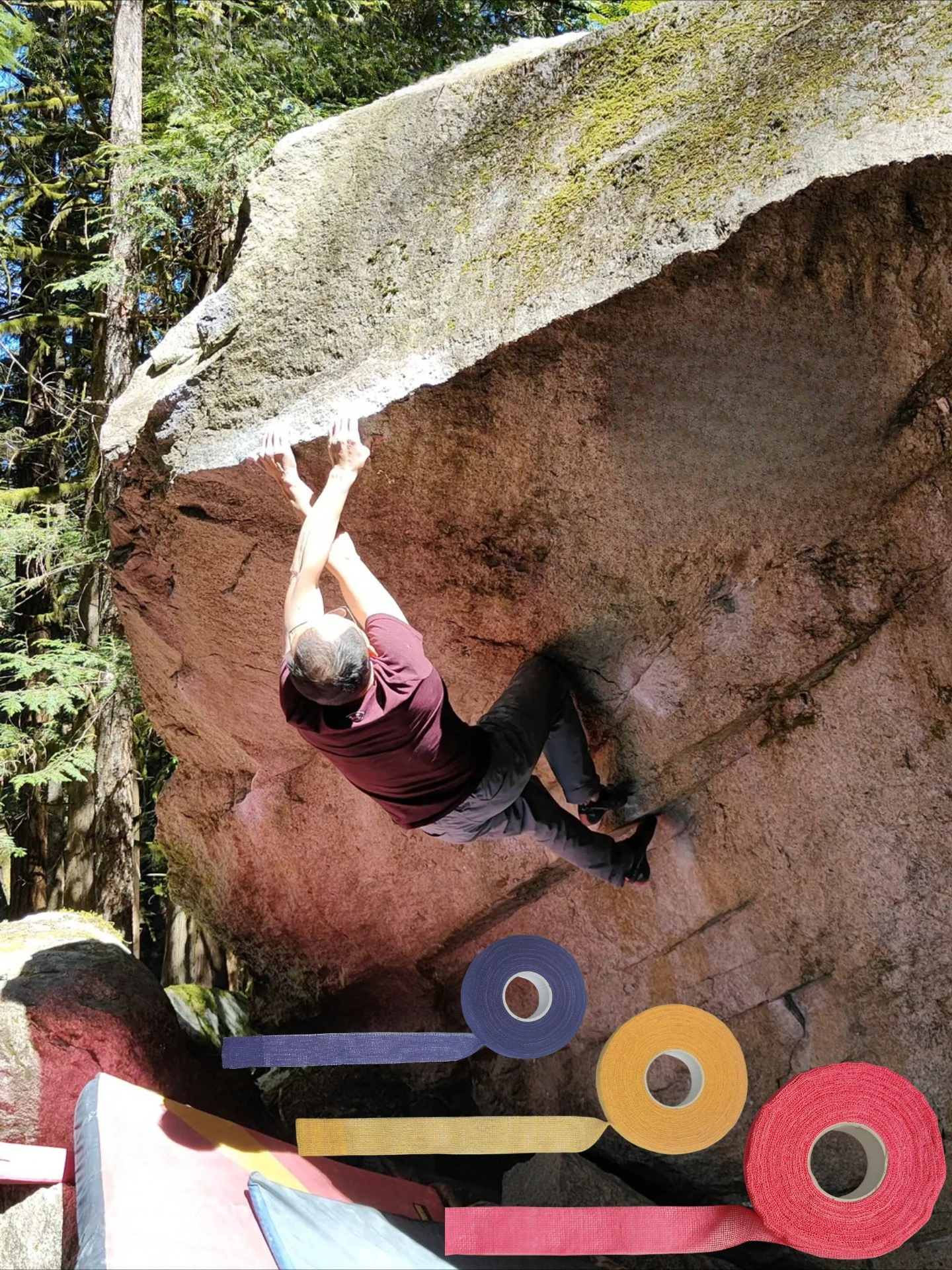 등산용 손가락 테이프. 통기성 있는 자가 접착 거즈 테이프는 물집, 찢김 및 마찰로부터 손을 보호합니다. 훈련에 적합합니다.
