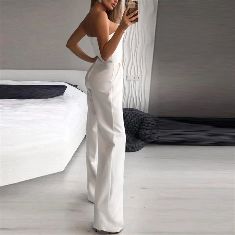 Tuta Elegante Donna Due Pezzi Estiva - Pantaloni Larghi E Top Senza Maniche - Foto 3