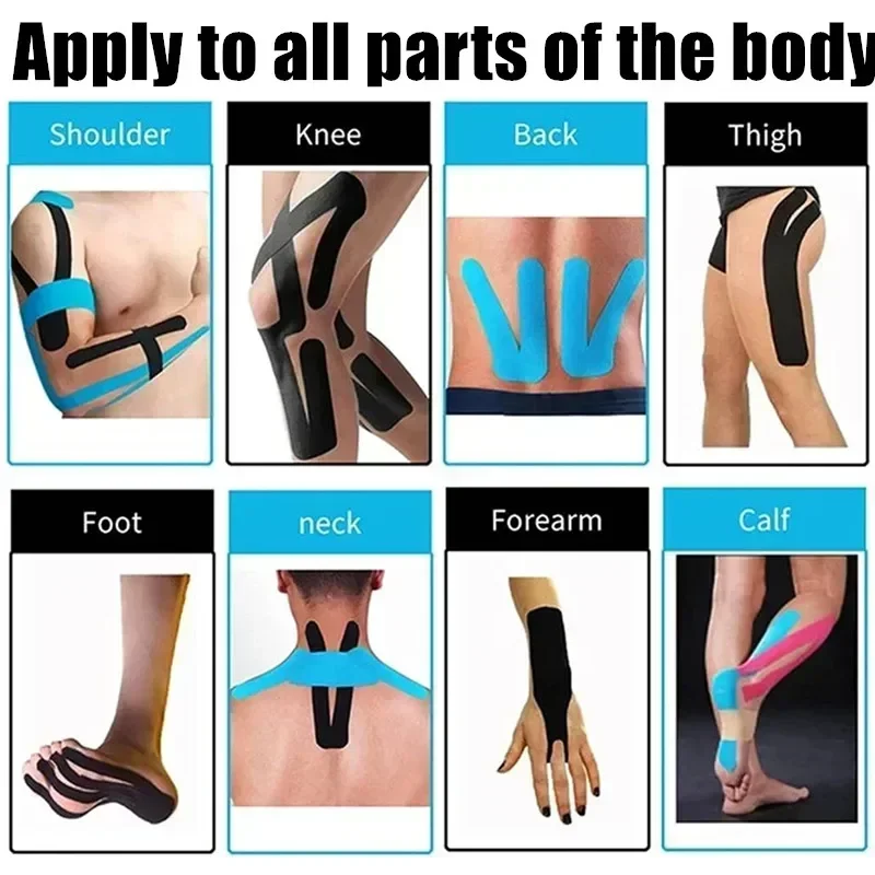 Kinesiology Sports Tape 10cm*5m Waterproof Elastic Cotton Tapes for Muscle Support Recovery Care Physio 4 Inch * 16.5 Feet