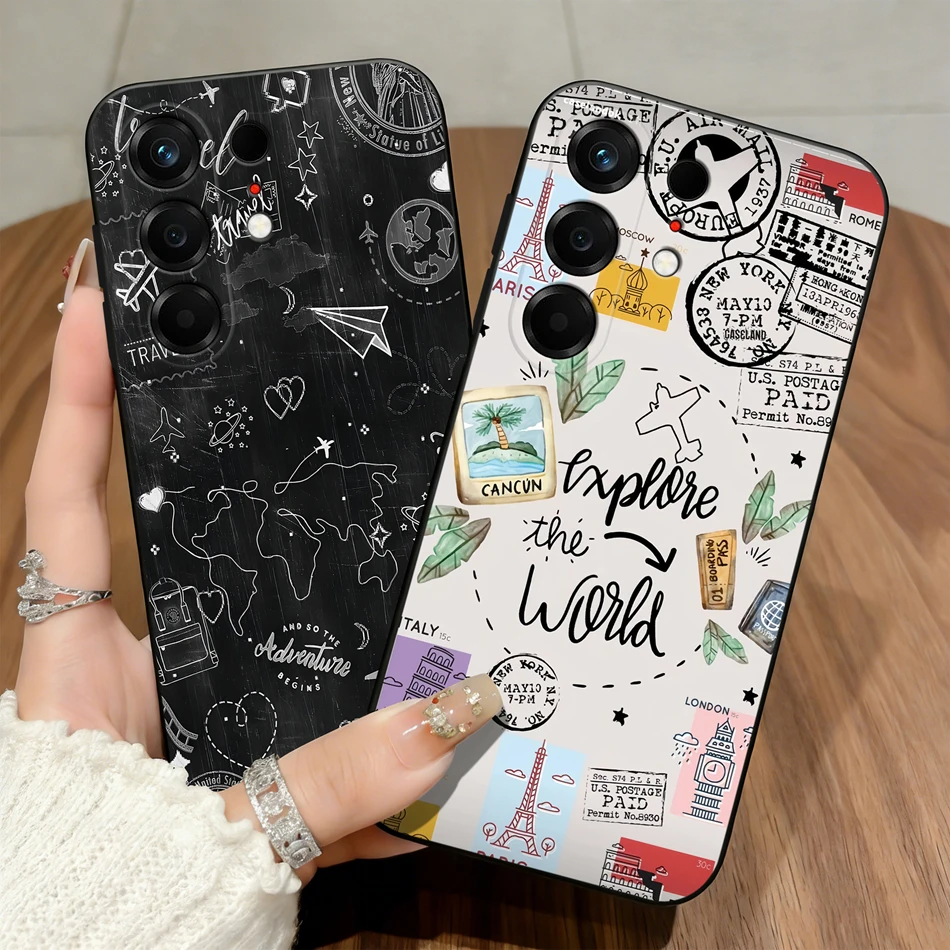 World Map Graffiti Matte Silicone Shockproof Soft Phone Case