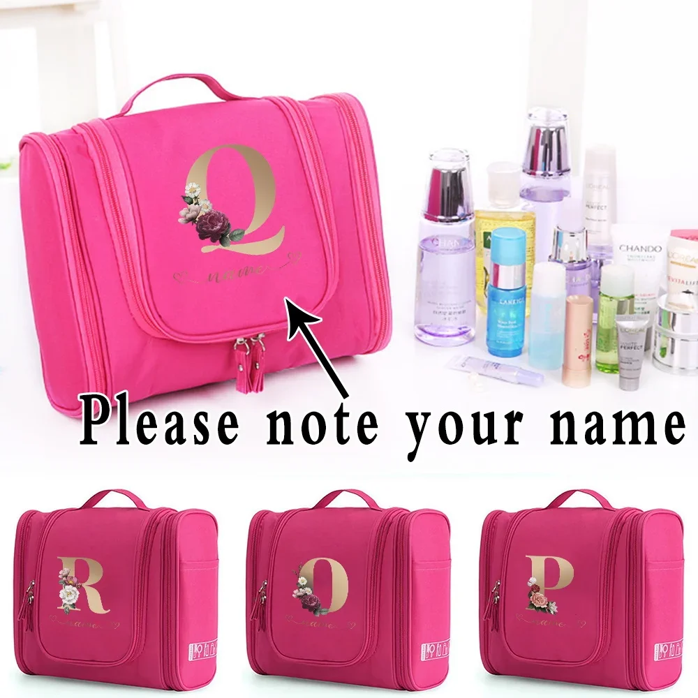 Custom Any Name Makeup Bags Large-Capacity Travel Cosmetic Bag Letter Print Women Waterproof Wash Bag Multifunction Toiletry Kit large capacity blanket sorting bags quilt clothes storage bag dustproof closet toys storage non woven multifunction organizer