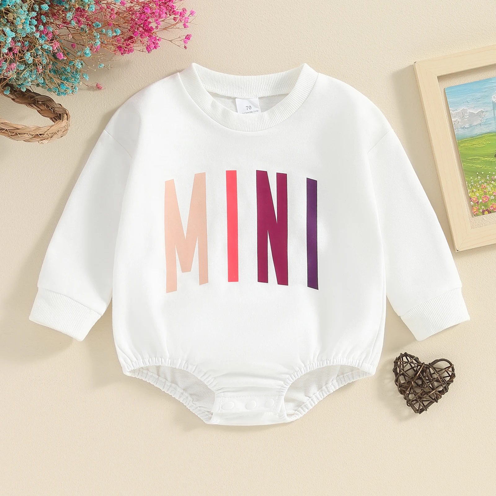 FOCUSNORM 2 Colors Family Matching Sweatshirt Outfits Letters Print Long Sleeve Spring Fall Pullover Baby Girls Boys Romper 3